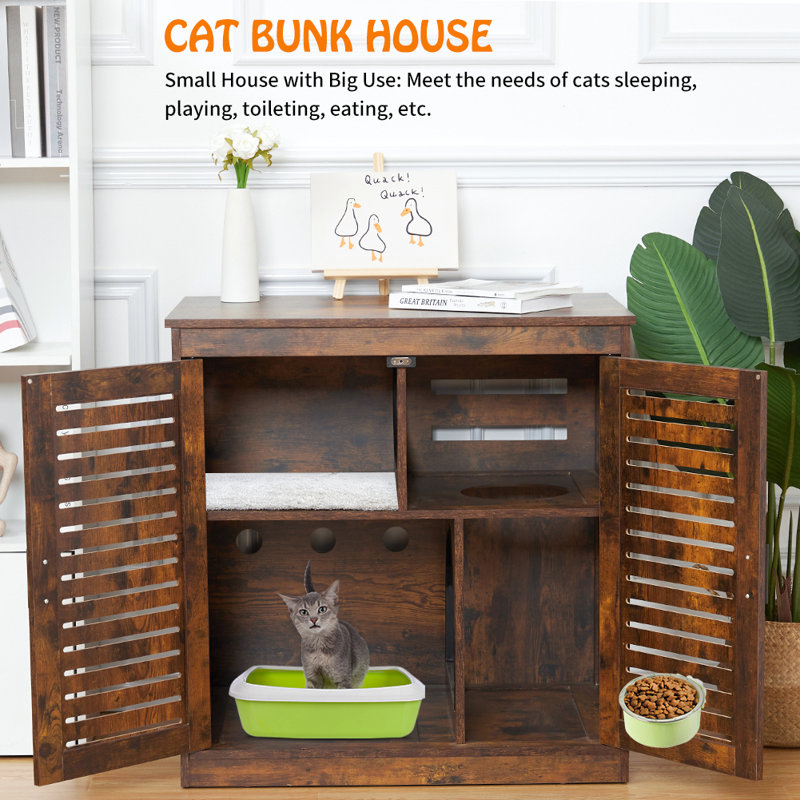 Tucker Murphy Pet™ 2layers Cat Litter Box Enclosure,hidden Cat